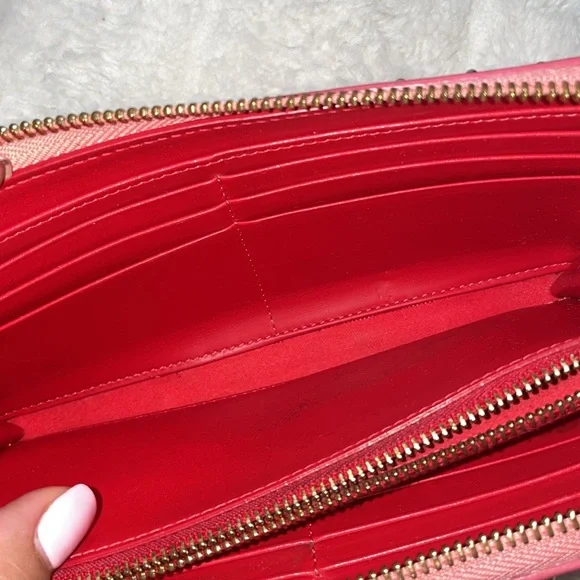 Christian Louboutin Pink Panettone Calfskin Leather Zip Around Wallet w/Studs